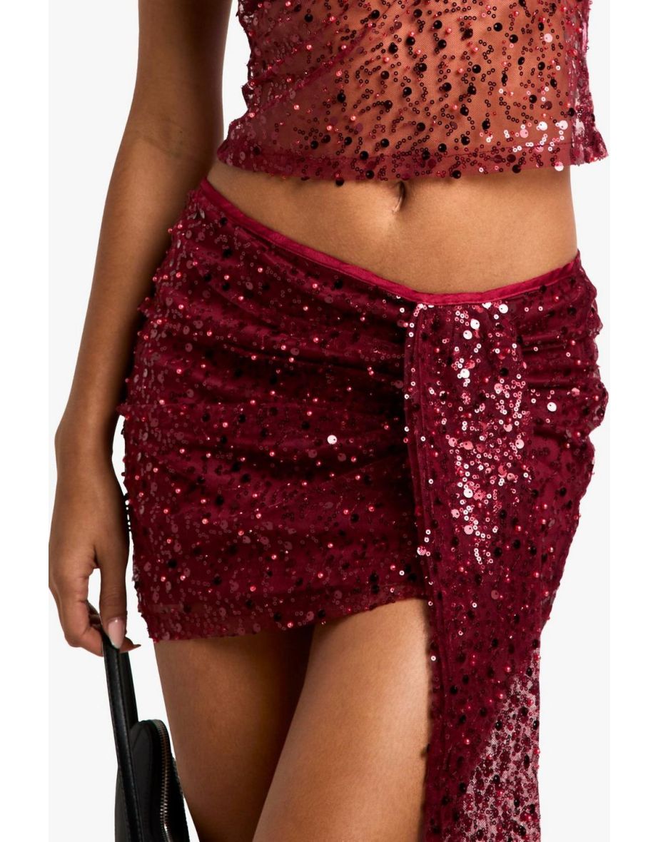 Sequin Drape Mini Skirt - 3