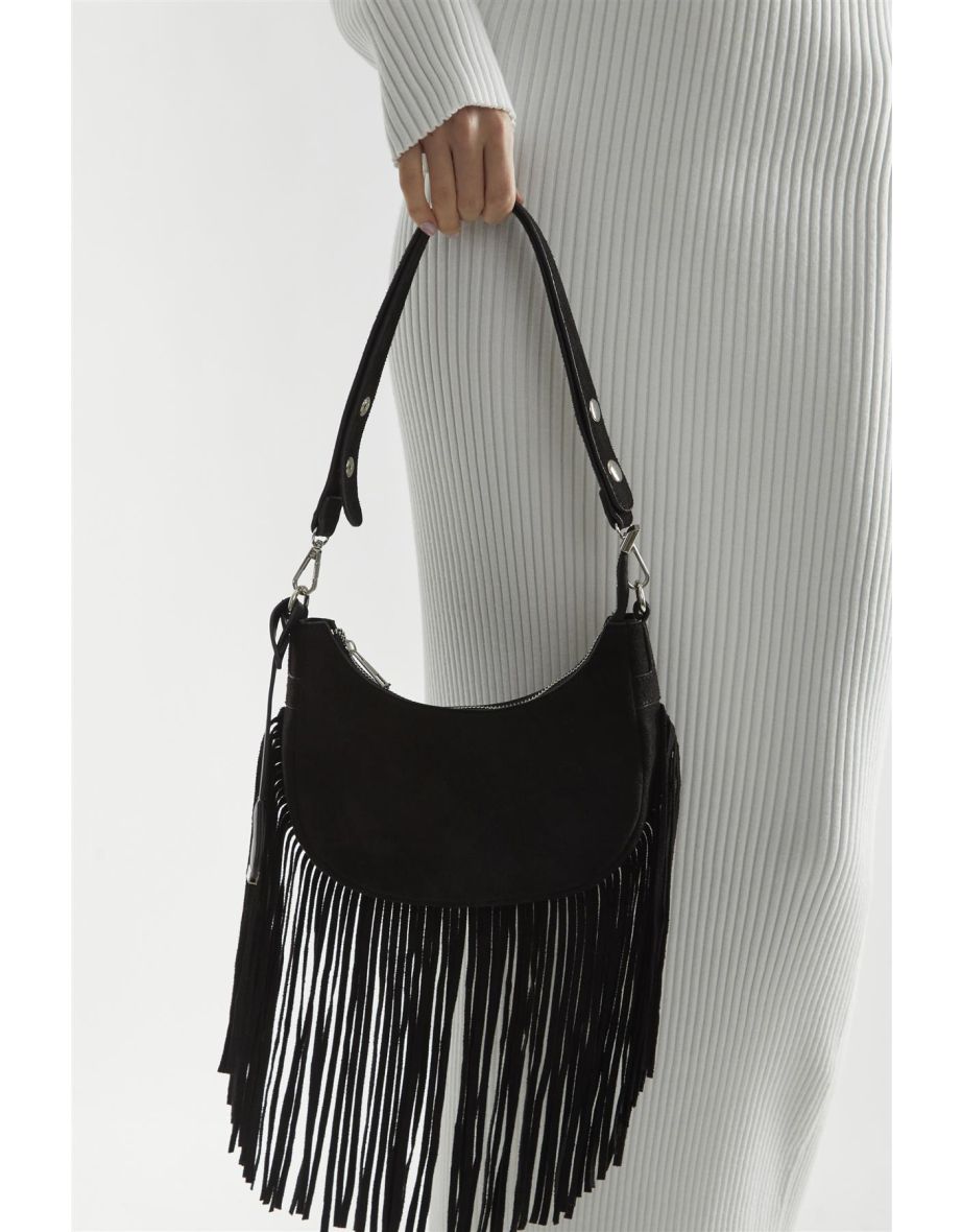 Black Fringe Shoulder-Bag