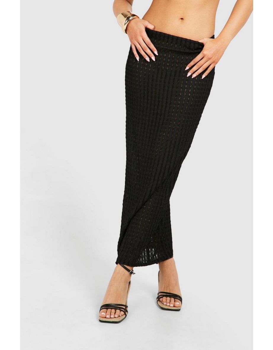 Textured Jersey Low Rise Maxi Skirt - 3