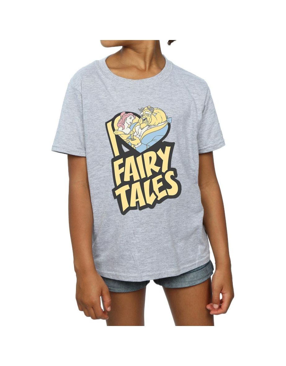Disney Girls Beauty And The Beast I Love Fairy Tales Cotton T-Shirt - Sports Grey - 3
