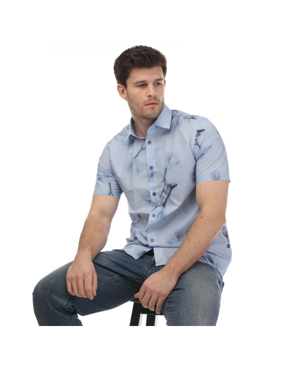 Men's Ted Baker Lousho Large Floral Print Shirt in Blue - 3