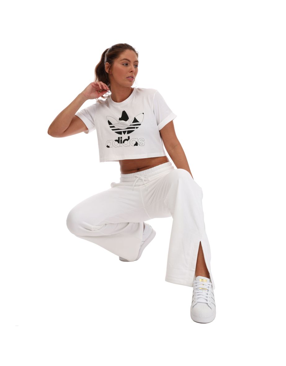 Women's adidas Originals Marimekko Trefoil Infill Cropped T-Shirt in White - 3