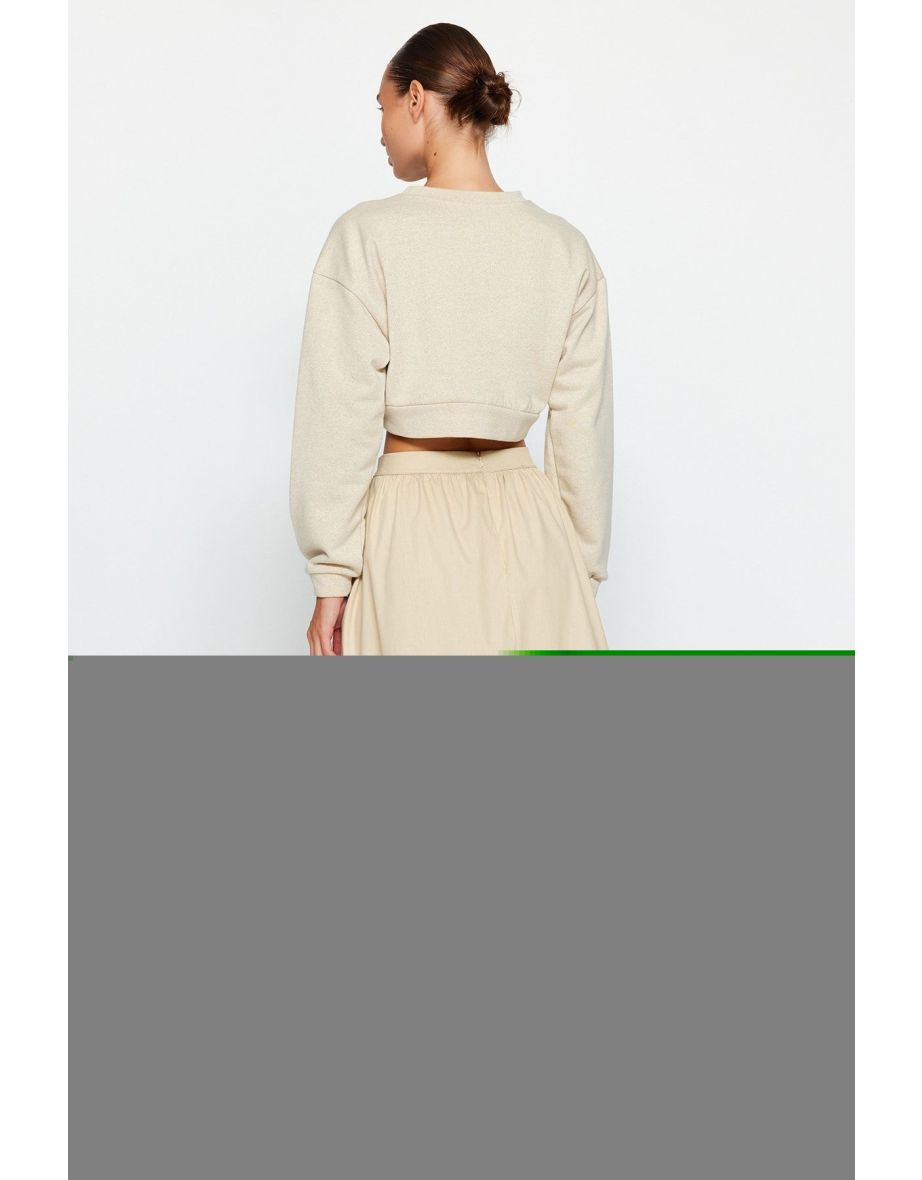 Beige A-line Skirt With Woven - 5