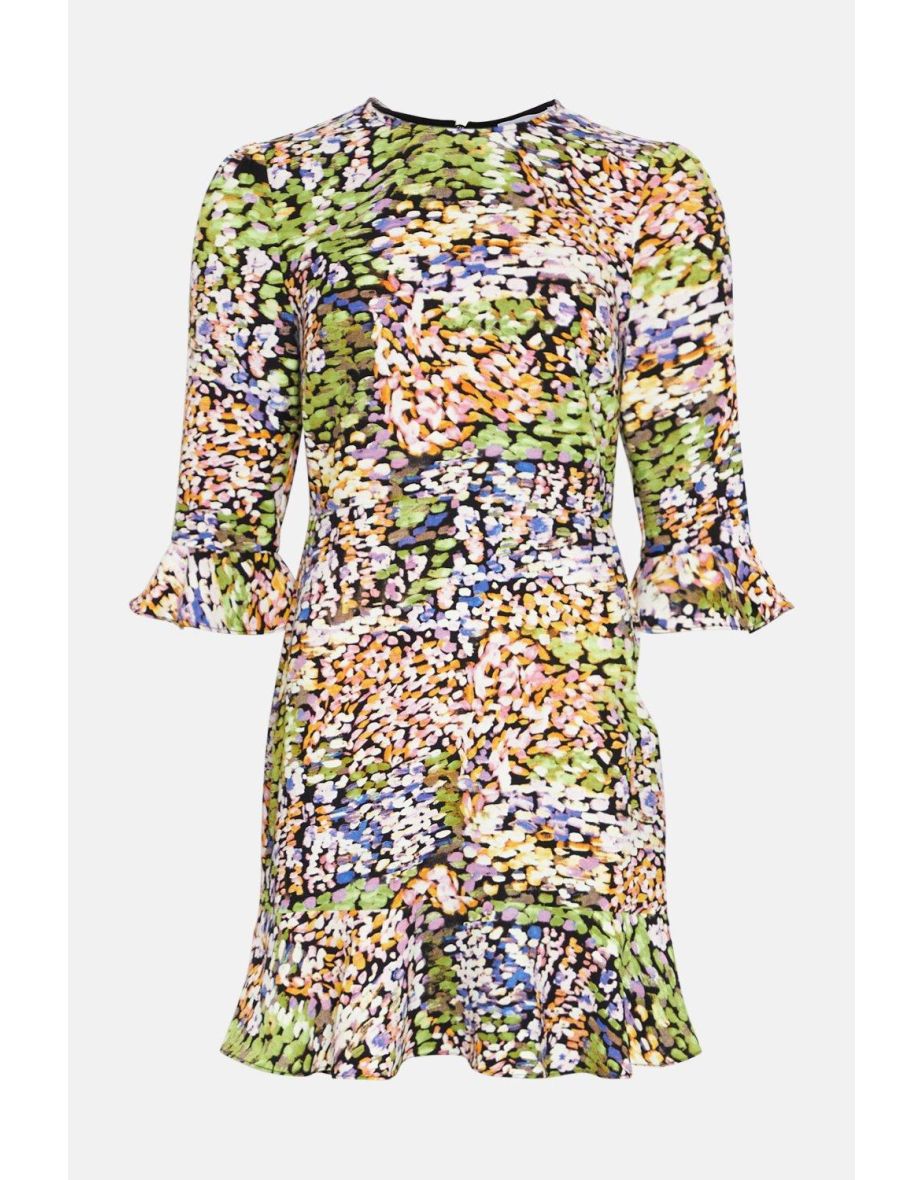 Abstract Smudge Print Mini Flippy Dress - 3