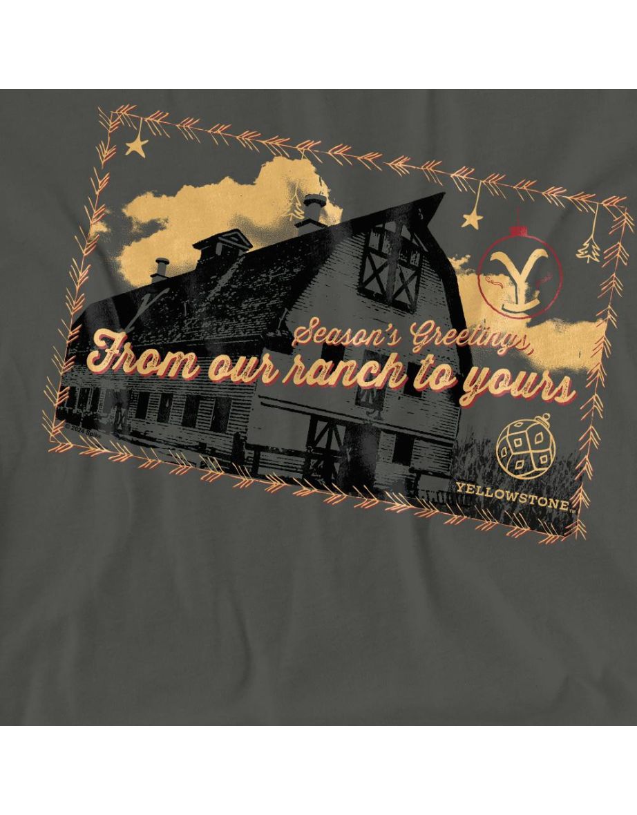 Yellowstone Unisex Adult Seasons Greetings From The Yellowstone Christmas T-Shirt - Charcoal - 3