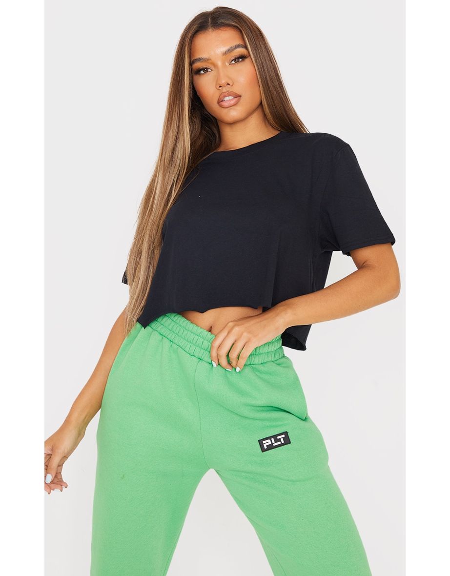 Organic Black Oversized Crop T-Shirt