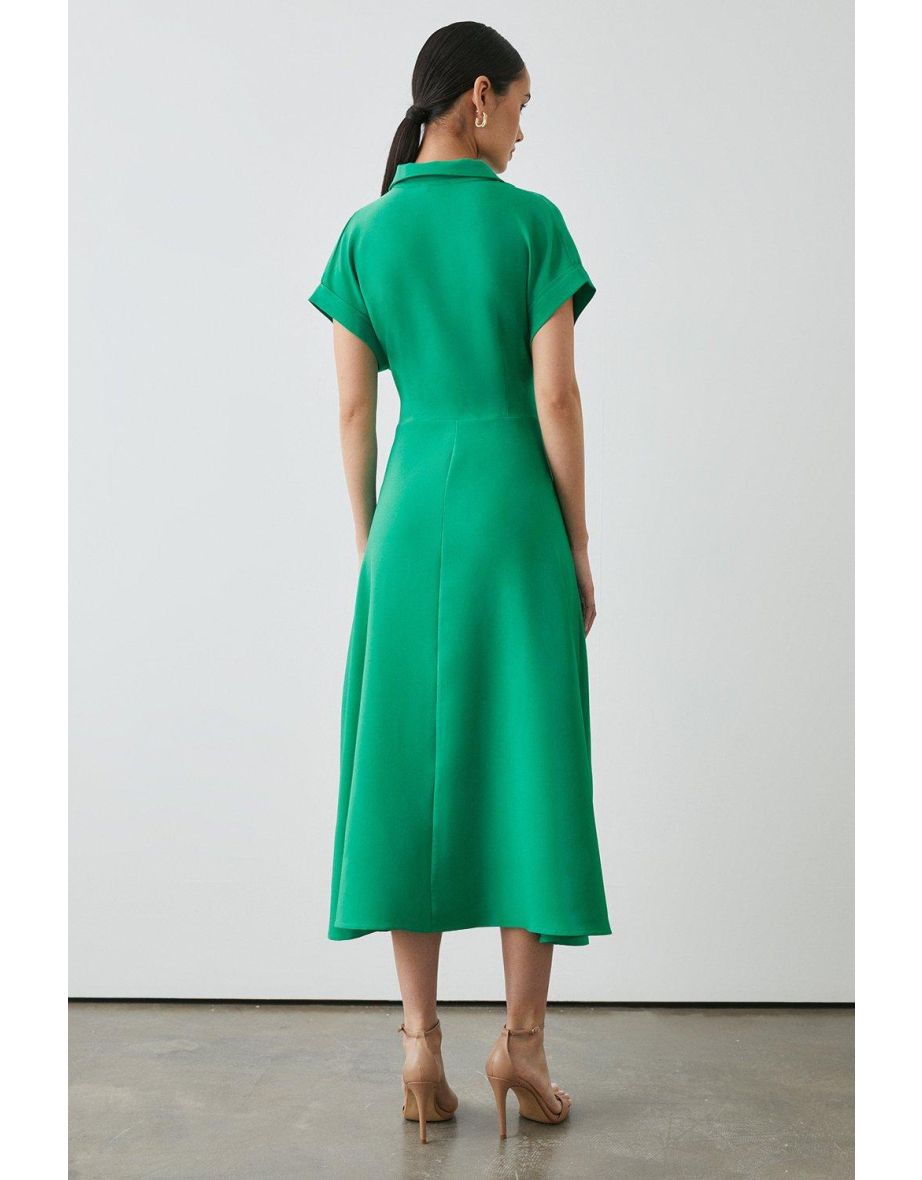 Principles by Debenhams Green Front Tie Shirt Midi Dress - 3
