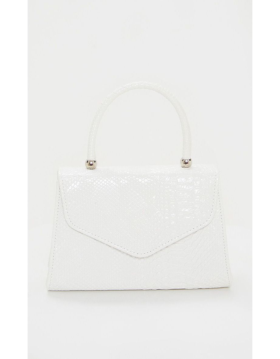 White Croc PU Envelope Grab Bag