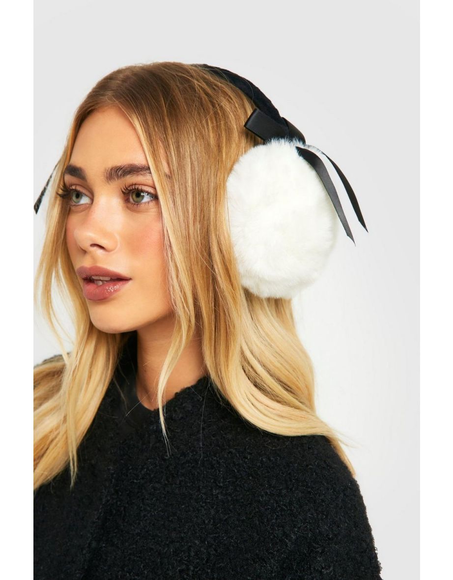 Faux Fur Bow Detail Earmuffs