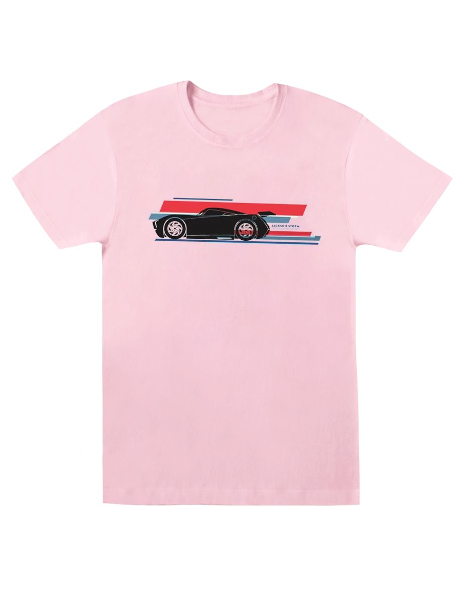 Disney Mens Cars Jackson Storm Stripes T-Shirt - Baby Pink