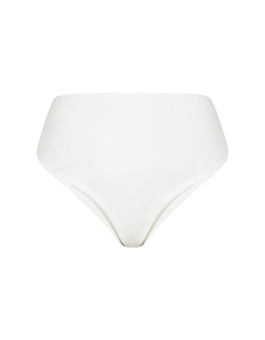White Mix & Match Recycled Fabric High Waist Bikini Bottoms - 2