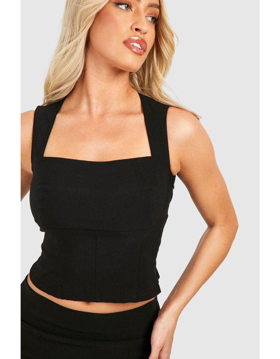 Square Neck Corset & Midaxi Skirt - black - 3