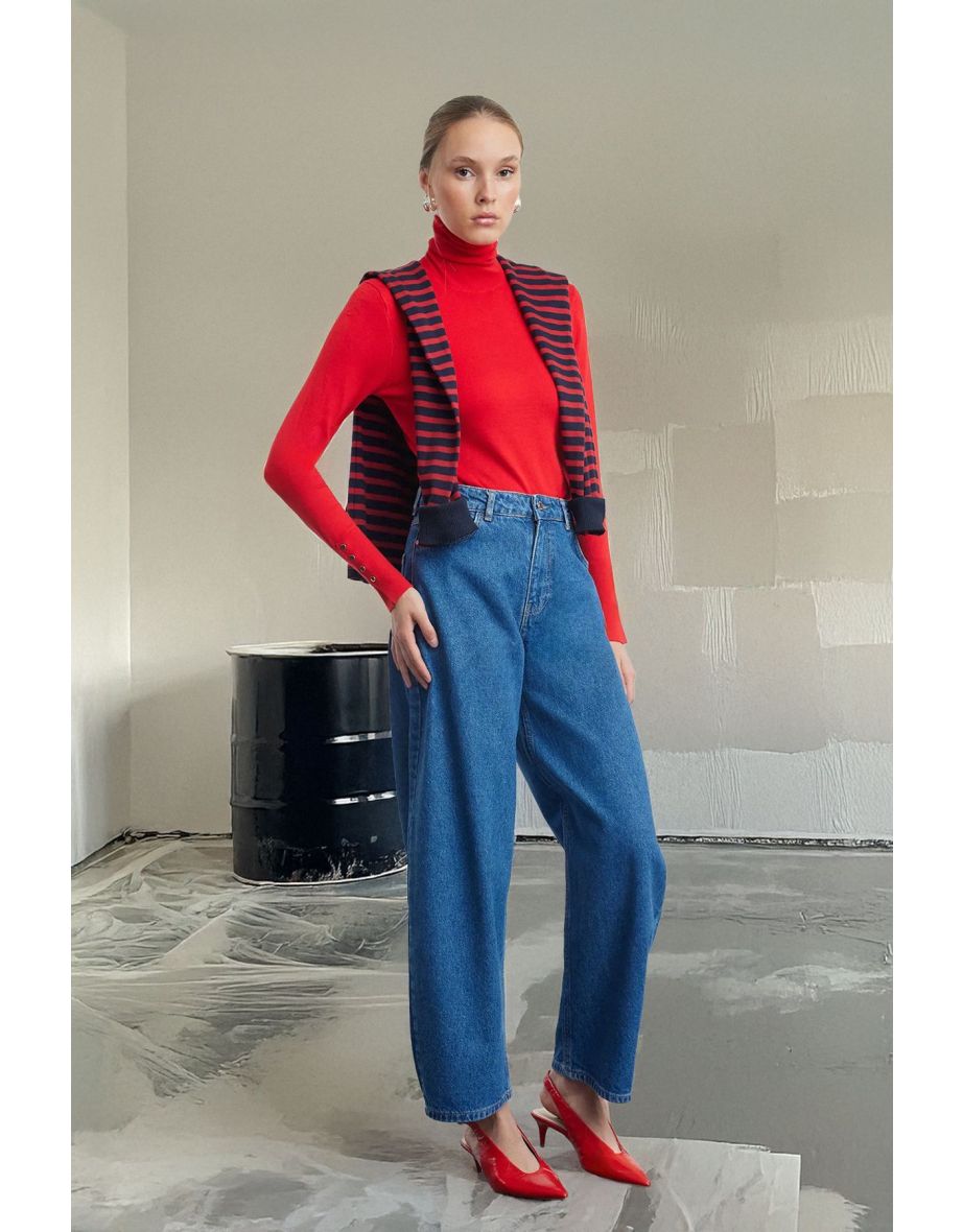 Blue High Waist Ballon Fit Jeans