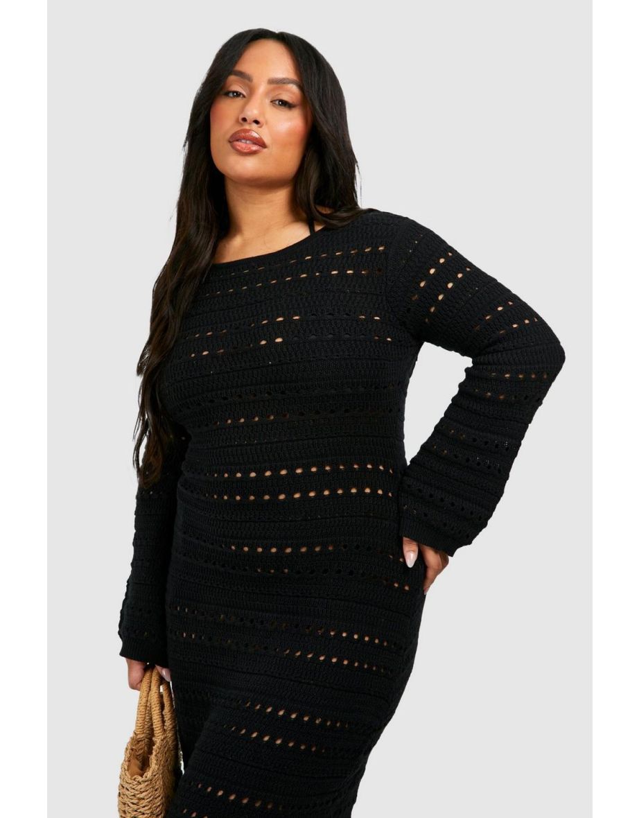 Plus Long Flared Sleeve Open Back Maxi Dress - black - 3