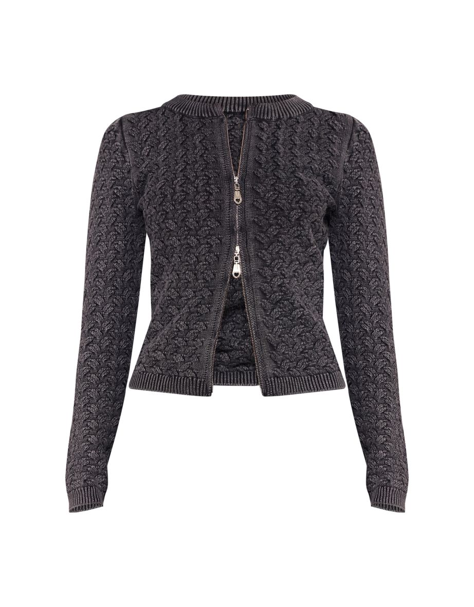Petite Black Cable Knit Cardigan - 4