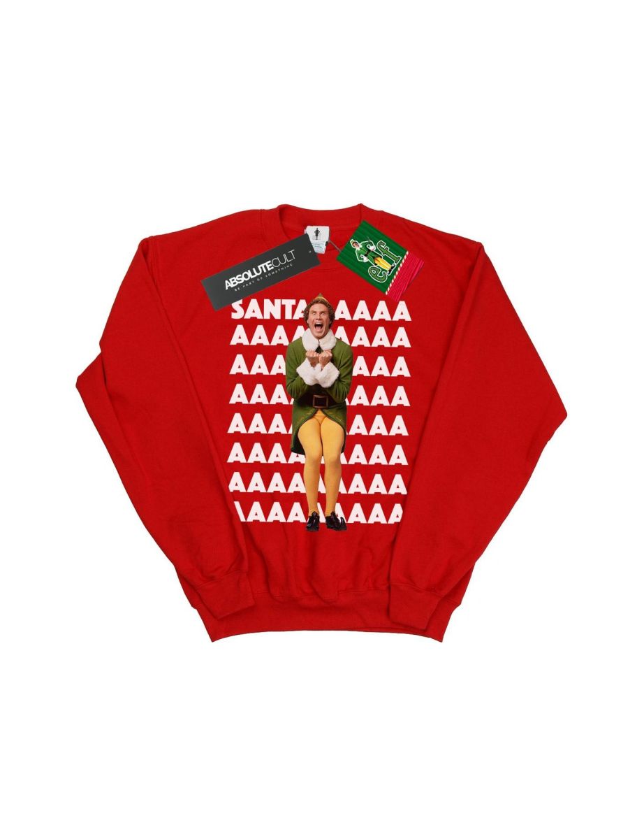 Elf Girls Buddy Santa Scream Sweatshirt - Red