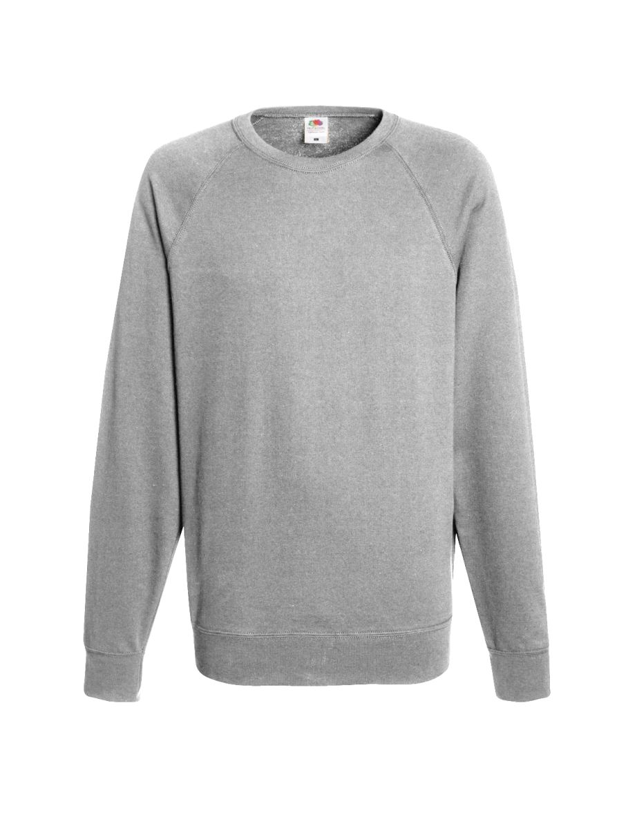 Fruit Of The Loom Mens Lightweight Raglan Sweatshirt (240 GSM) - Heather Grey
