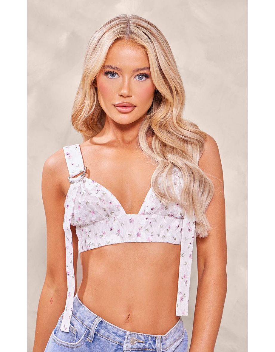 Baby Pink Floral Lace Bralet