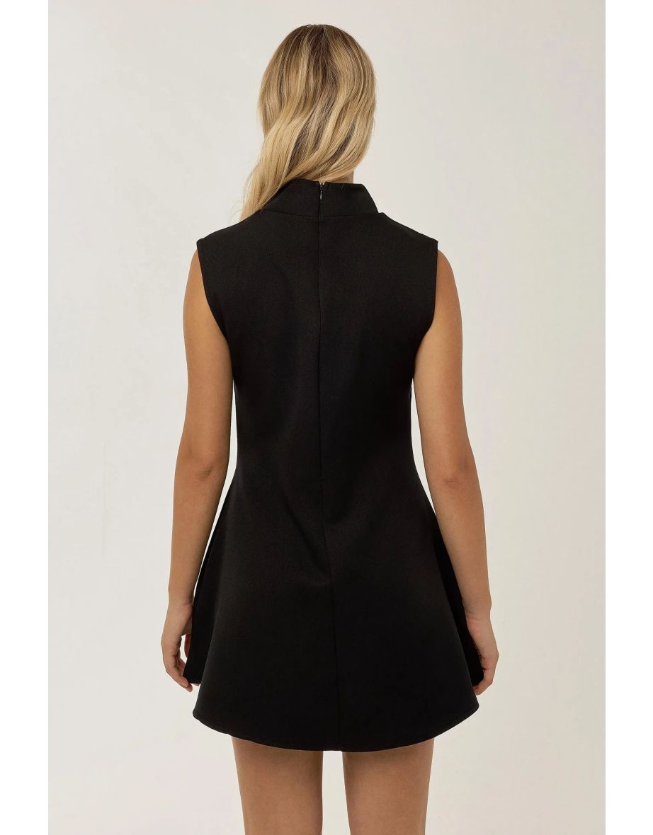 High Neck Black Mini Dress - 4