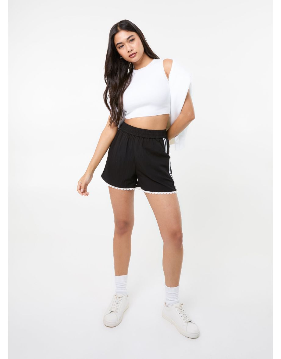 Lace Trim Stripe Shorts