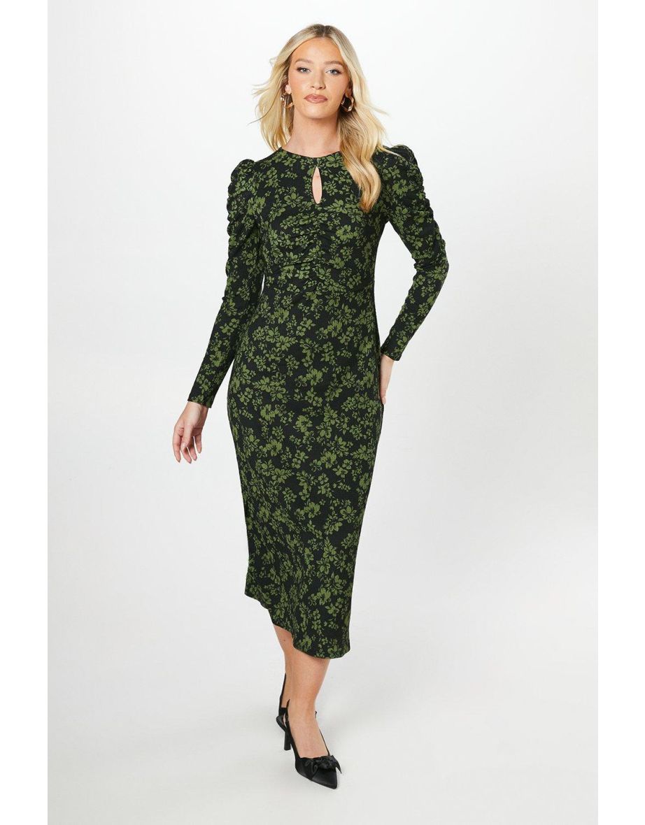 Khaki floral dress best sale