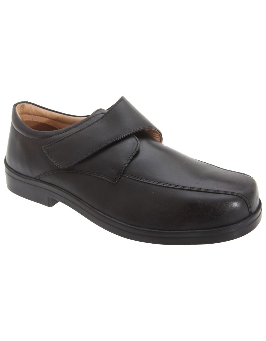 Roamers Mens XXX Extra Wide Touch Fastening Tramline Casual Shoes - Black