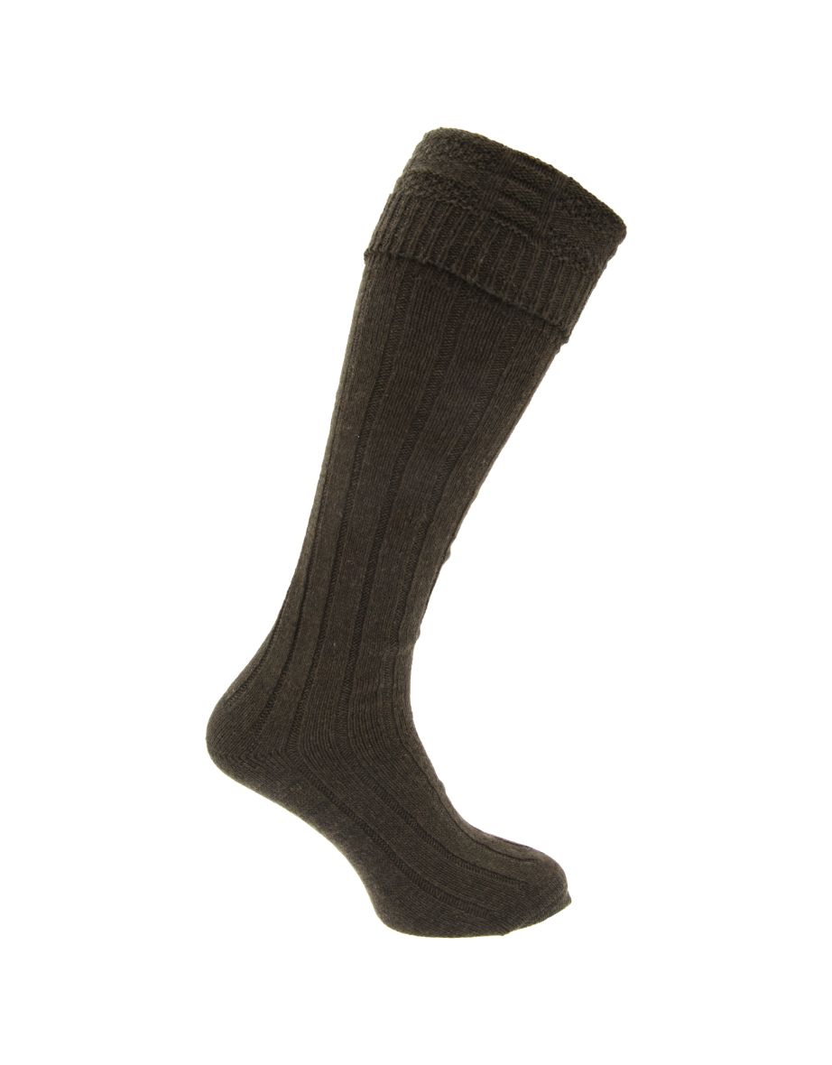 Mens Scottish Highland Wear Wool Kilt Hose Socks (1 Pair) - Khaki