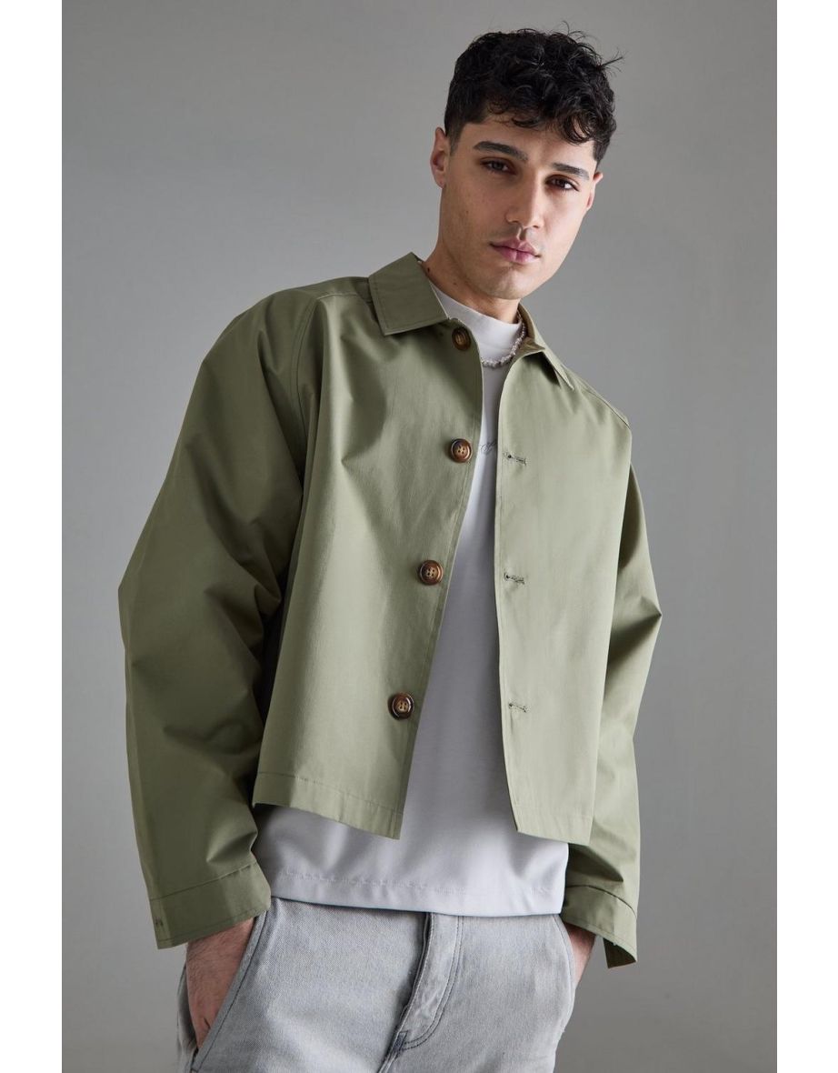 Boxy Oversized Trench Coat - khaki