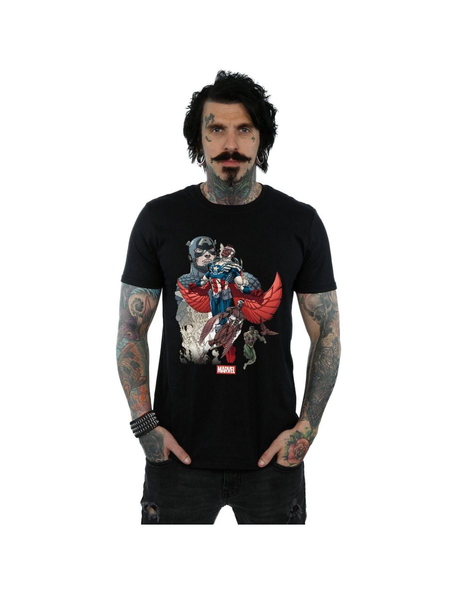Marvel Mens Captain America Falcon Evolution T-Shirt - Black