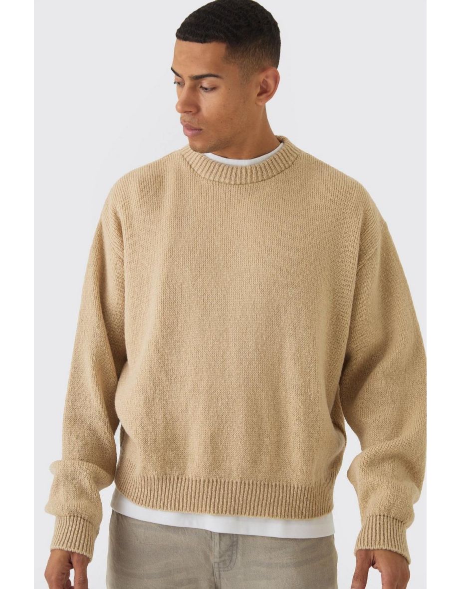Oversized Boxy Brushed Knitted Jumper