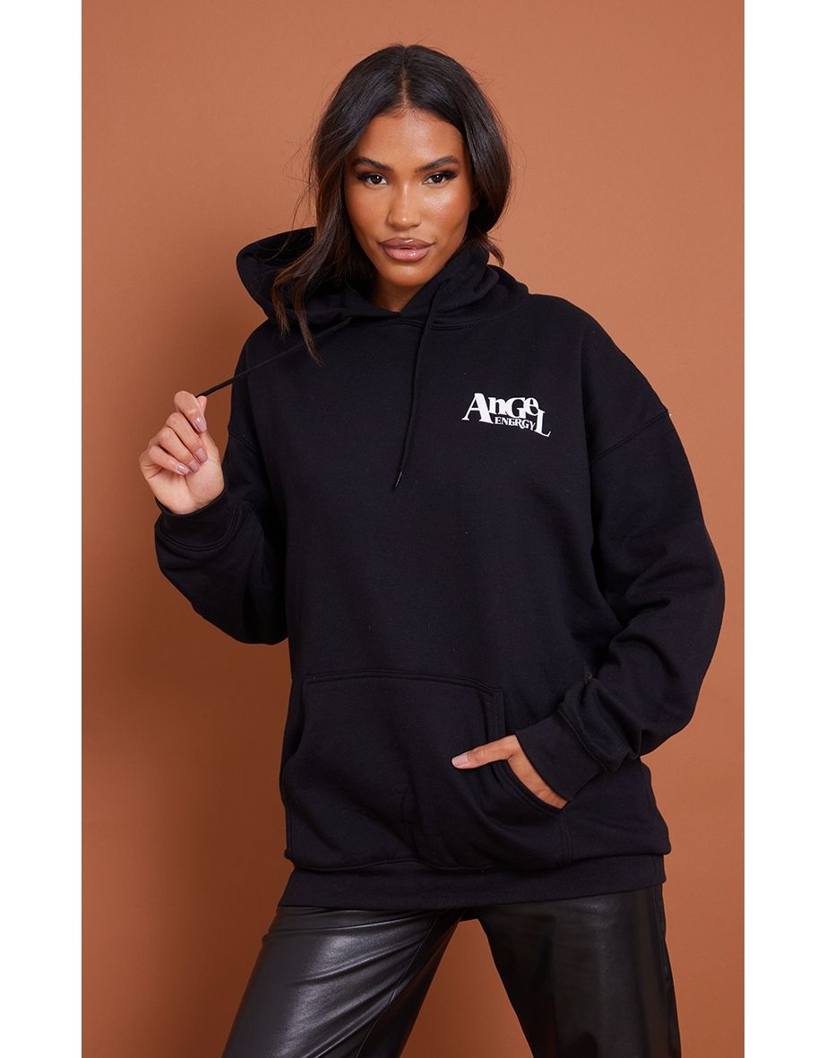 Black Angel Energy Back Print Hoodie