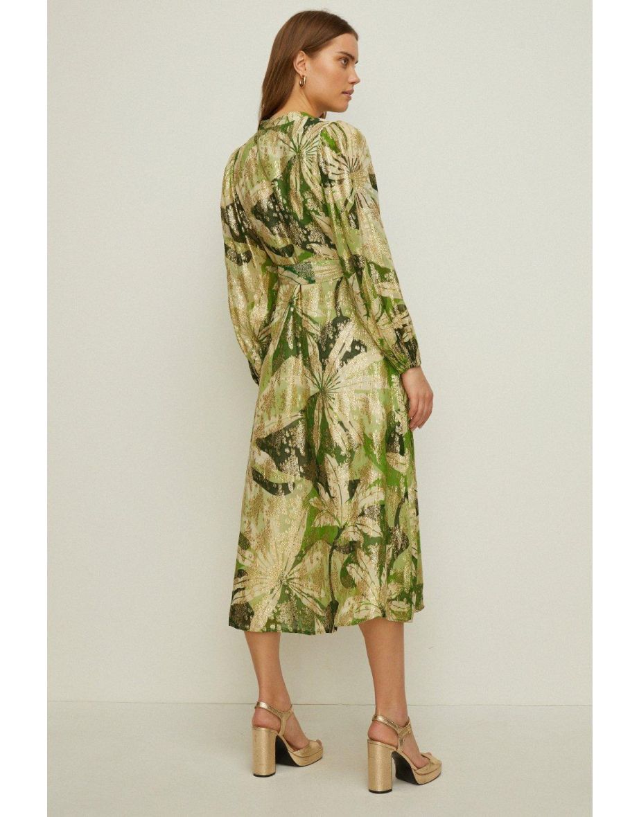 Rachel Stevens Palm Printed Metallic Dress - 2