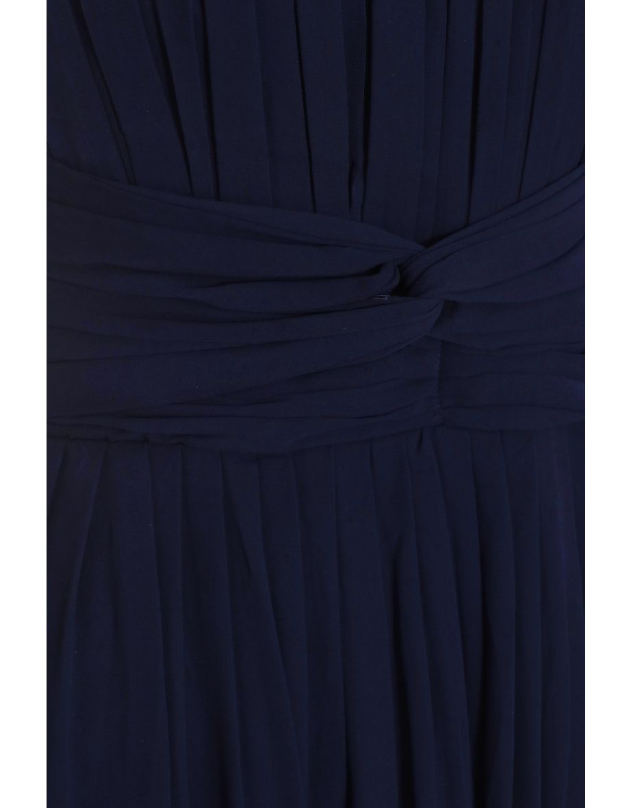 Navy Chiffon One Sleeve Maxi Dress - 5