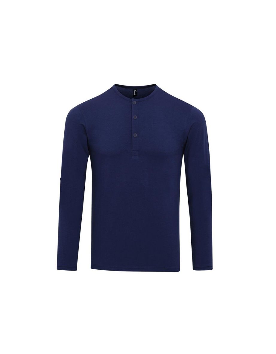 Premier Mens Long John Roll Sleeve T-Shirt - Indigo