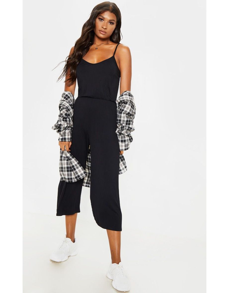 Black and white culotte jumpsuit online