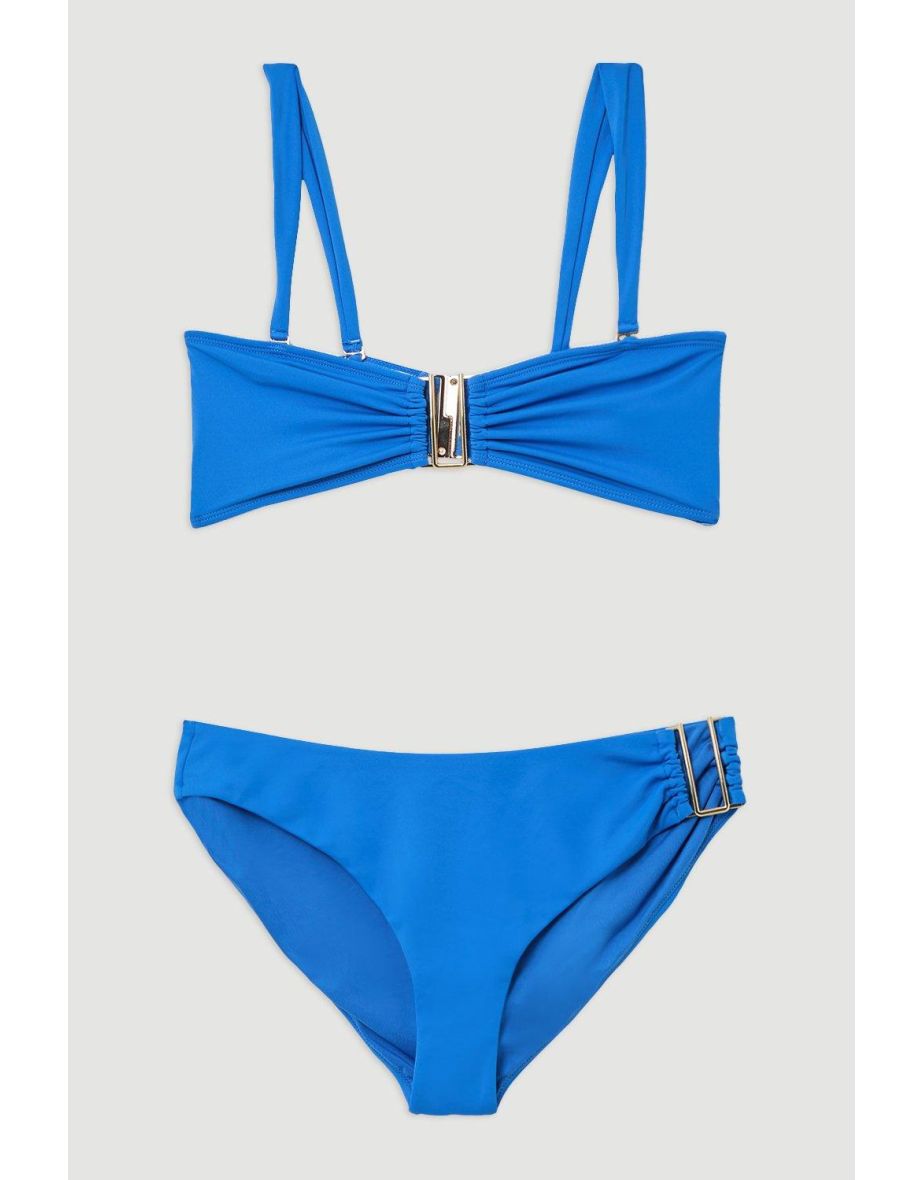 Detachable Strap Gold Trim Bikini Top - 3