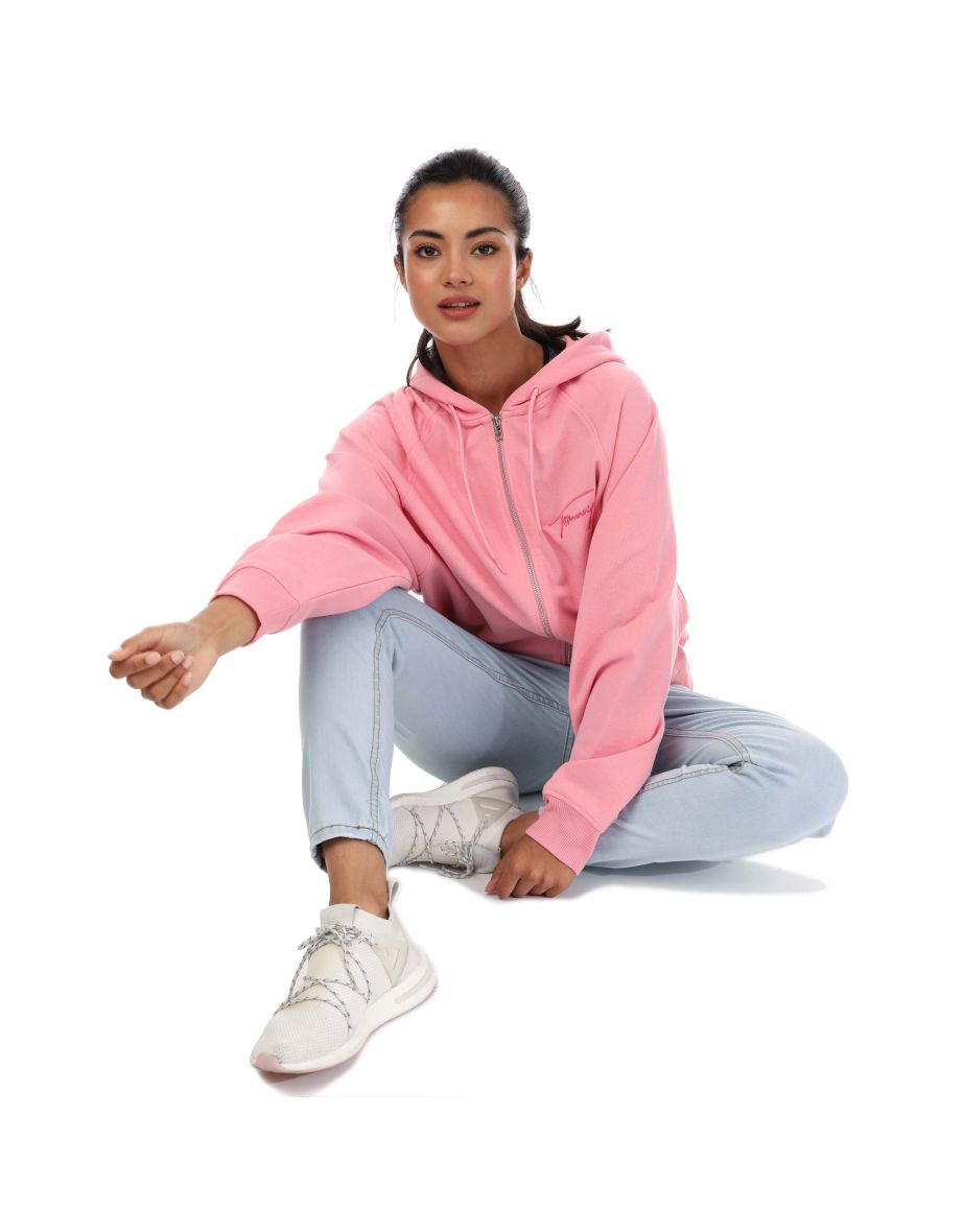 Women's Tommy Hilfiger Signature Boxy Zip Hoody in Pink - 3