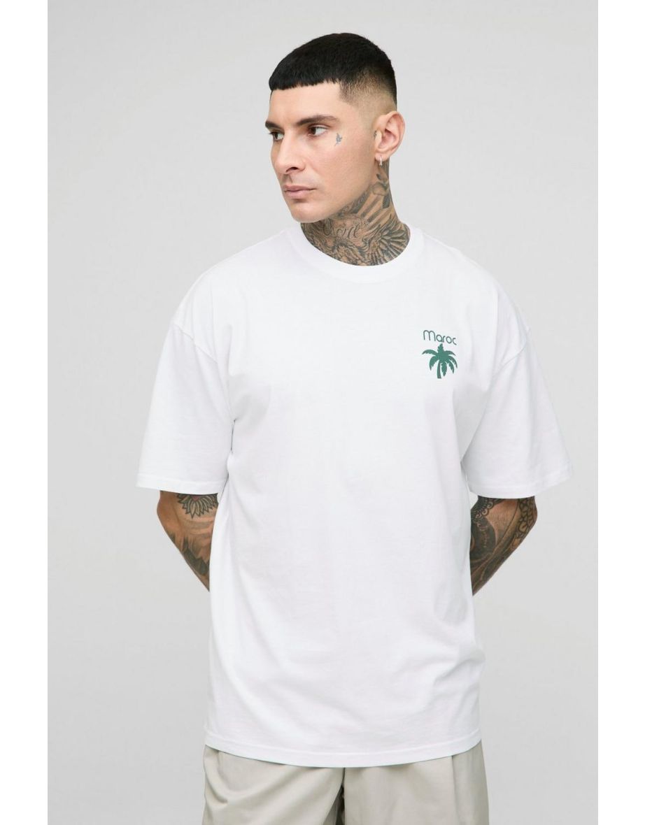 Tall Oversized Morocco Palm Tree T-Shirt - white
