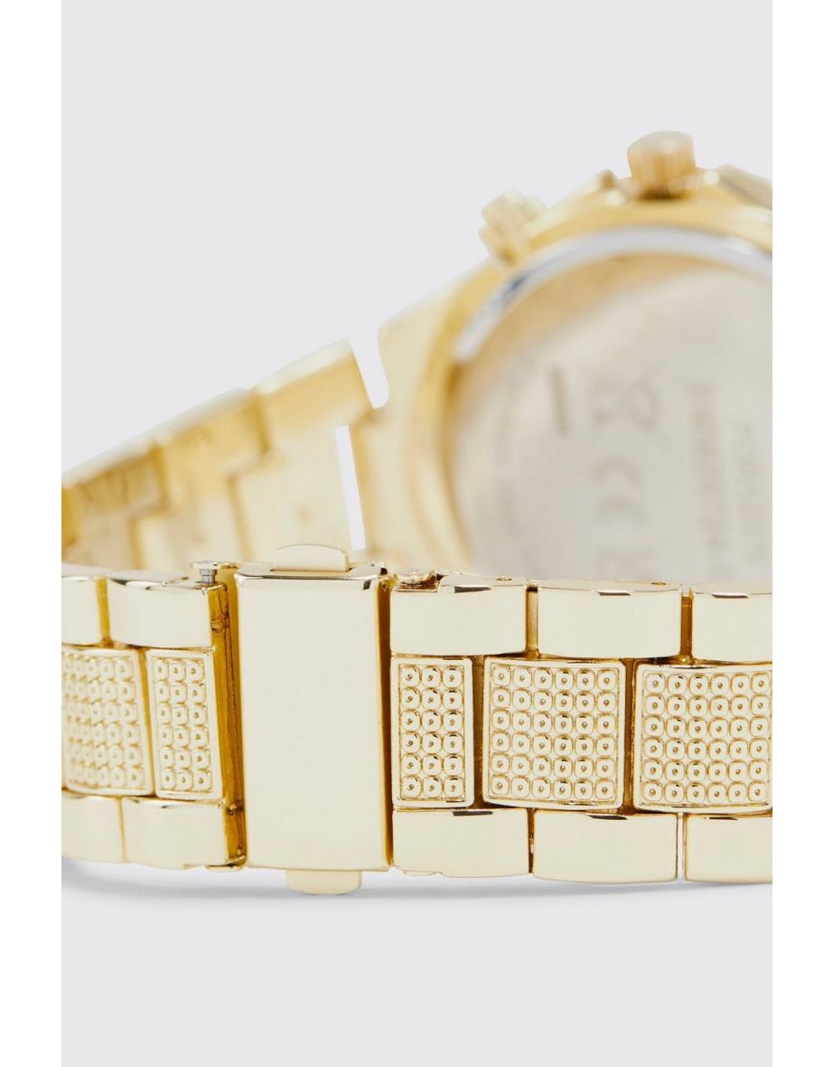 Man Iced Classic Watch With Gift Box - gold - 3
