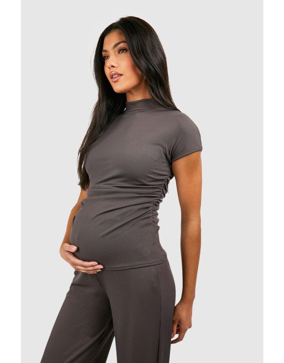 Maternity Textured Loungewear Set - charcoal - 3