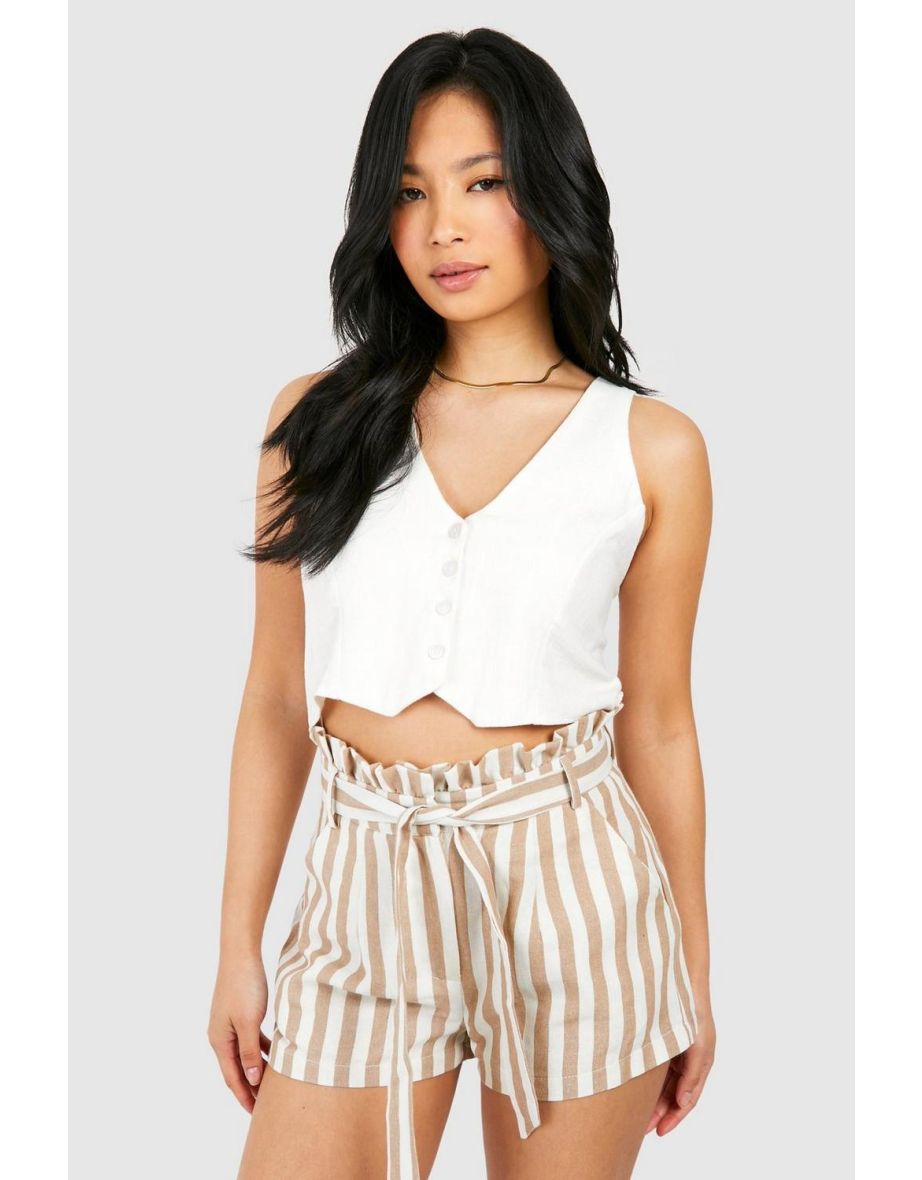 Striped paperbag shorts online