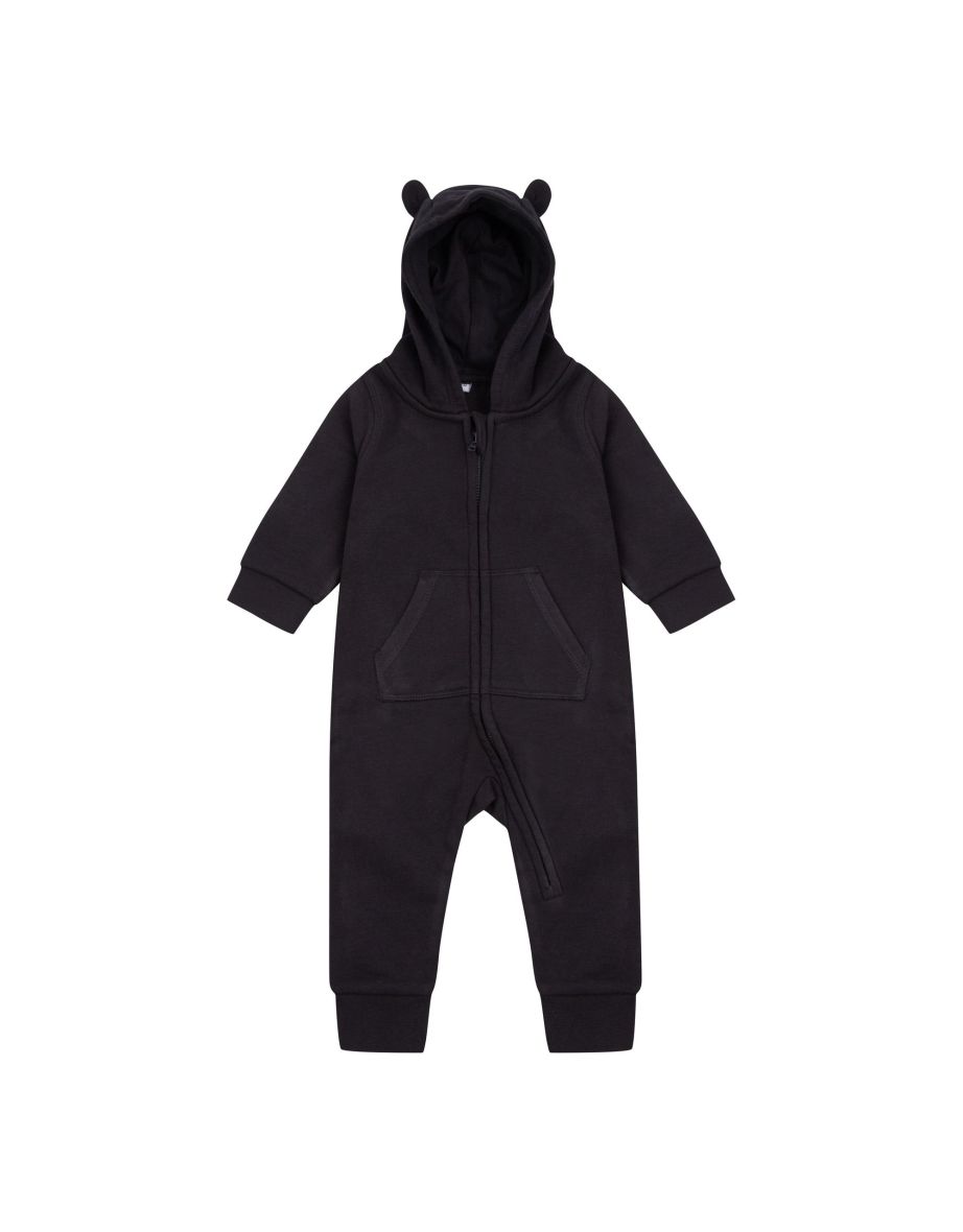 Larkwood Baby Unisex Fleece All-In-One Romper Suit - Black