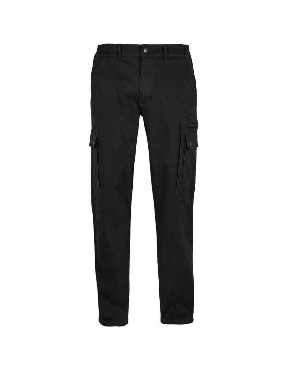 SOLS Mens Docker Stretch Cargo Trousers - Black
