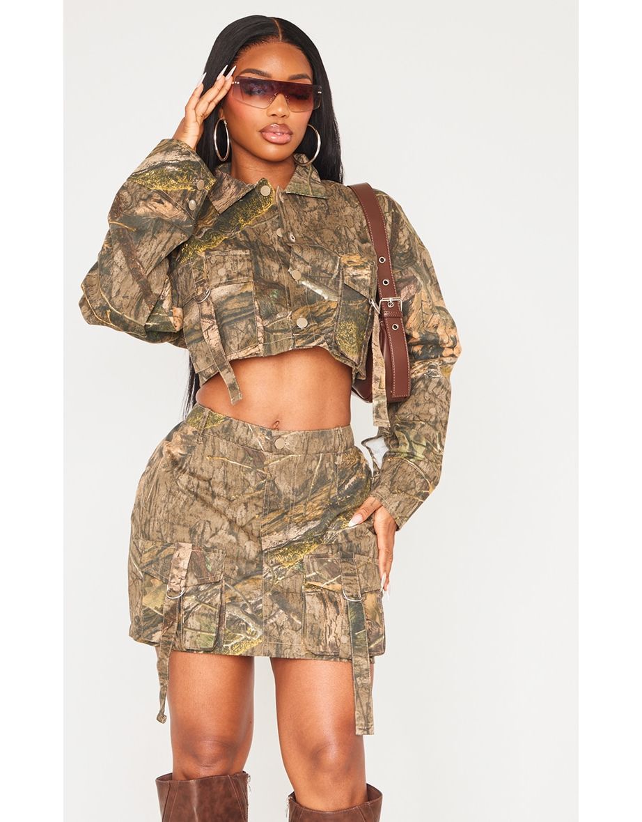 Camouflage skirt and jacket best sale