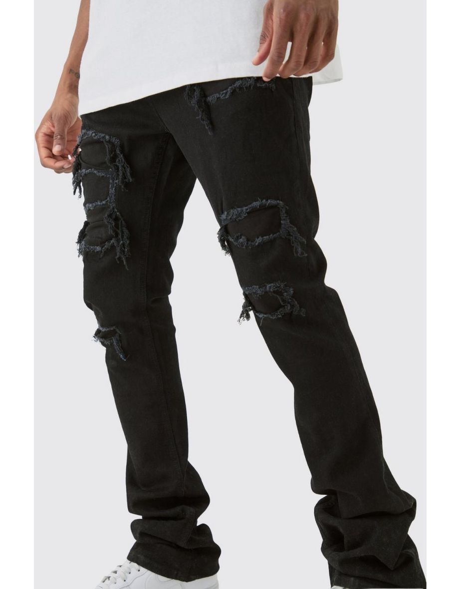 Tall Skinny Stacked Distressed Ripped Jeans - true black - 2
