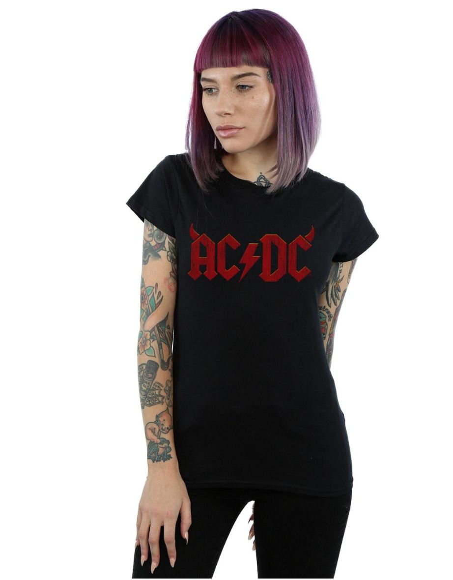 تيشيرت AC/DC نسائي أسود