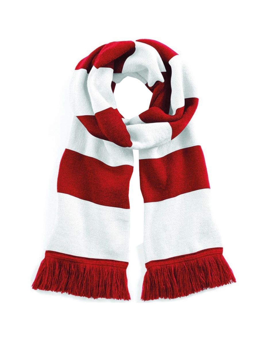 Beechfield Varsity Unisex Winter Scarf (Double Layer Knit) - Classic Red /White