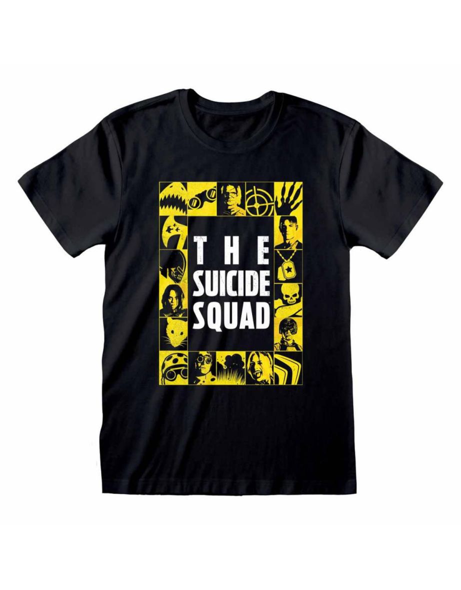 Suicide Squad Unisex Adult Grid T-Shirt - Black