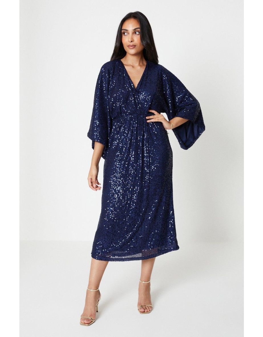 Sequin kimono shop midi dress