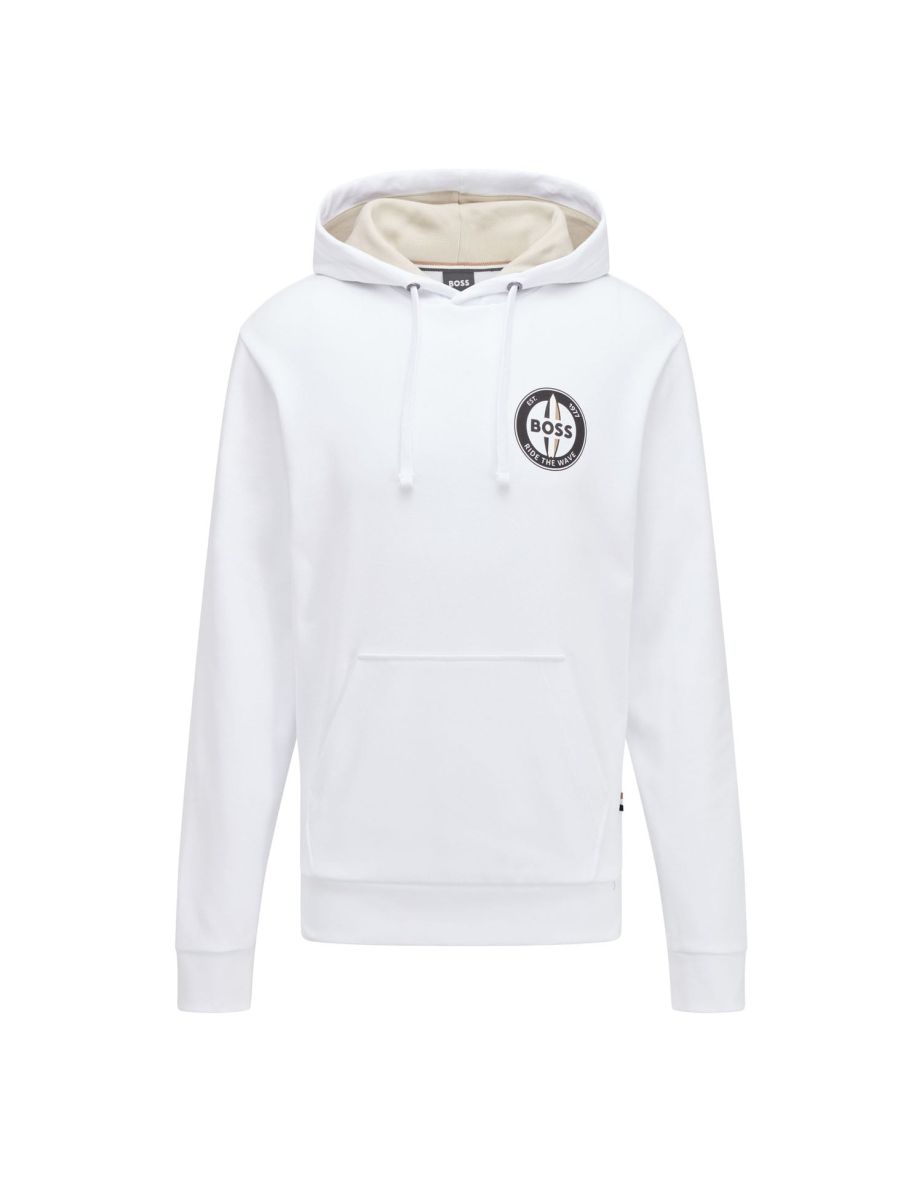 Men's Boss Sewin Hooded Sweatshirt in White - 3